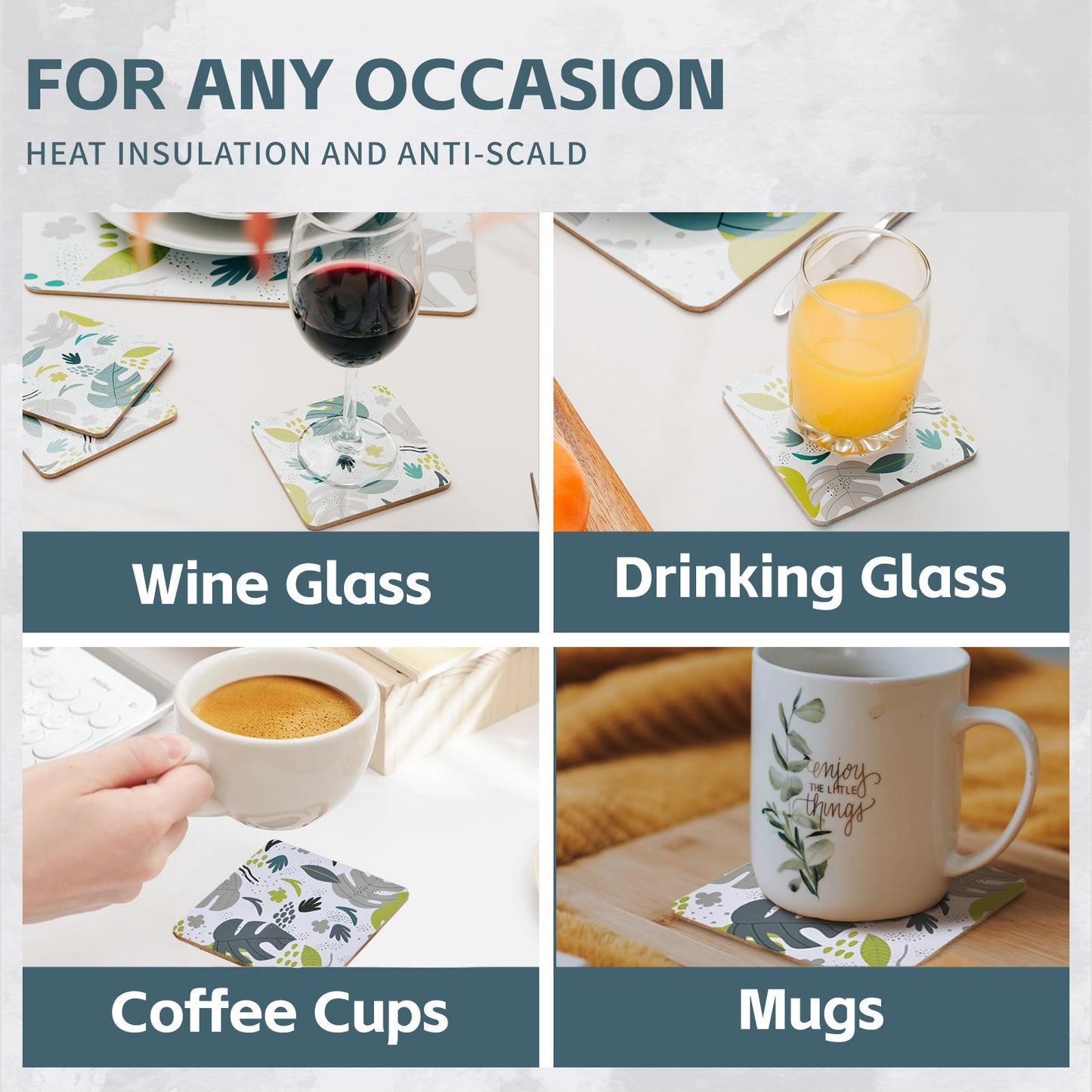 4 Pcs Clevinger MDF Coasters Monstera