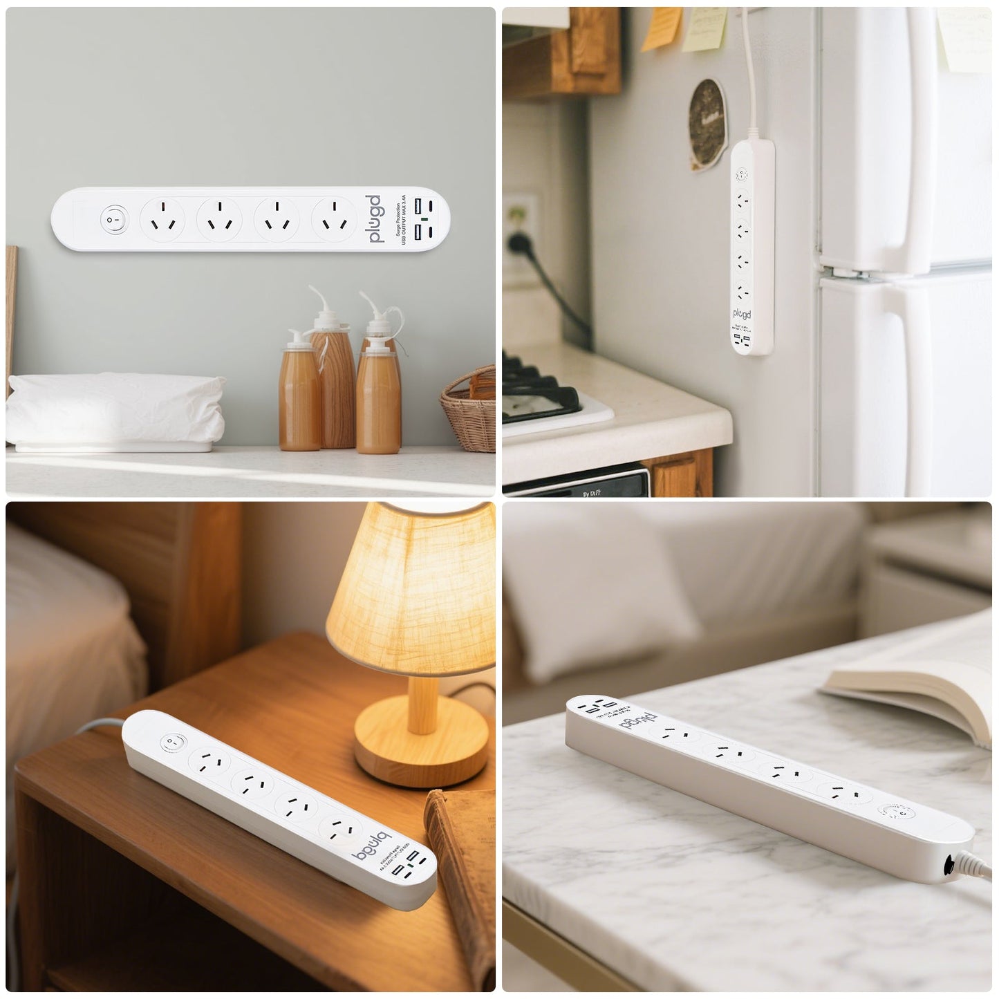 6 Outlet Powerboard With Surge Protection and Dual USB Charger 1M Lead Cable