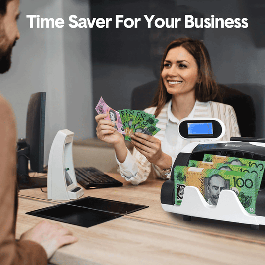 Automatic AUD Money Counter Machine With UV Detection, High-Speed Banknote Counter & Digital Display(23.5x30x20cm)