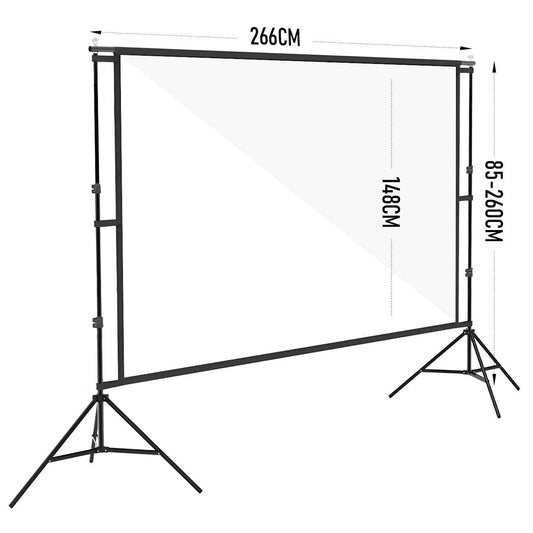 120 Inch Projector Screen with Stand & Carry Bag, 16:9 Foldable Movie Screen, Indoor & Outdoor Home Theatre