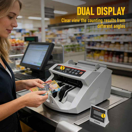 Automatic Money Counter Machine with UV Detection, High-Speed Banknote Counter for AUD, Digital Display Bill Counter for Australian Dollars