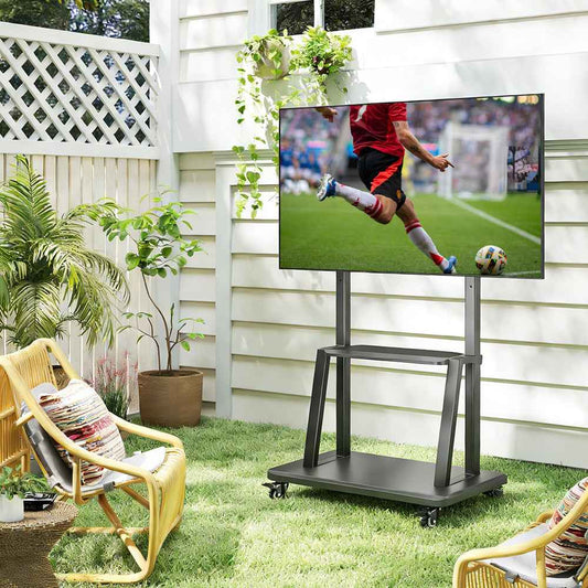 Rolling TV Stand Cart for 32–70 Inch TVs with Projector Shelf & Lockable Wheels