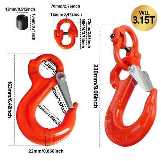 2 Pack Sling Hook with Hammerlock Heavy Duty Safety Sling Hooks for Cavan Camper Trailer Connecting Extend Safety Chain 3.15T