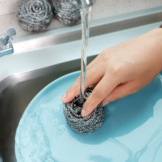 12 Pcs Heavy‑Duty Stainless Steel Scourers – Durable Cleaning Pads for Pots, BBQ, Grill