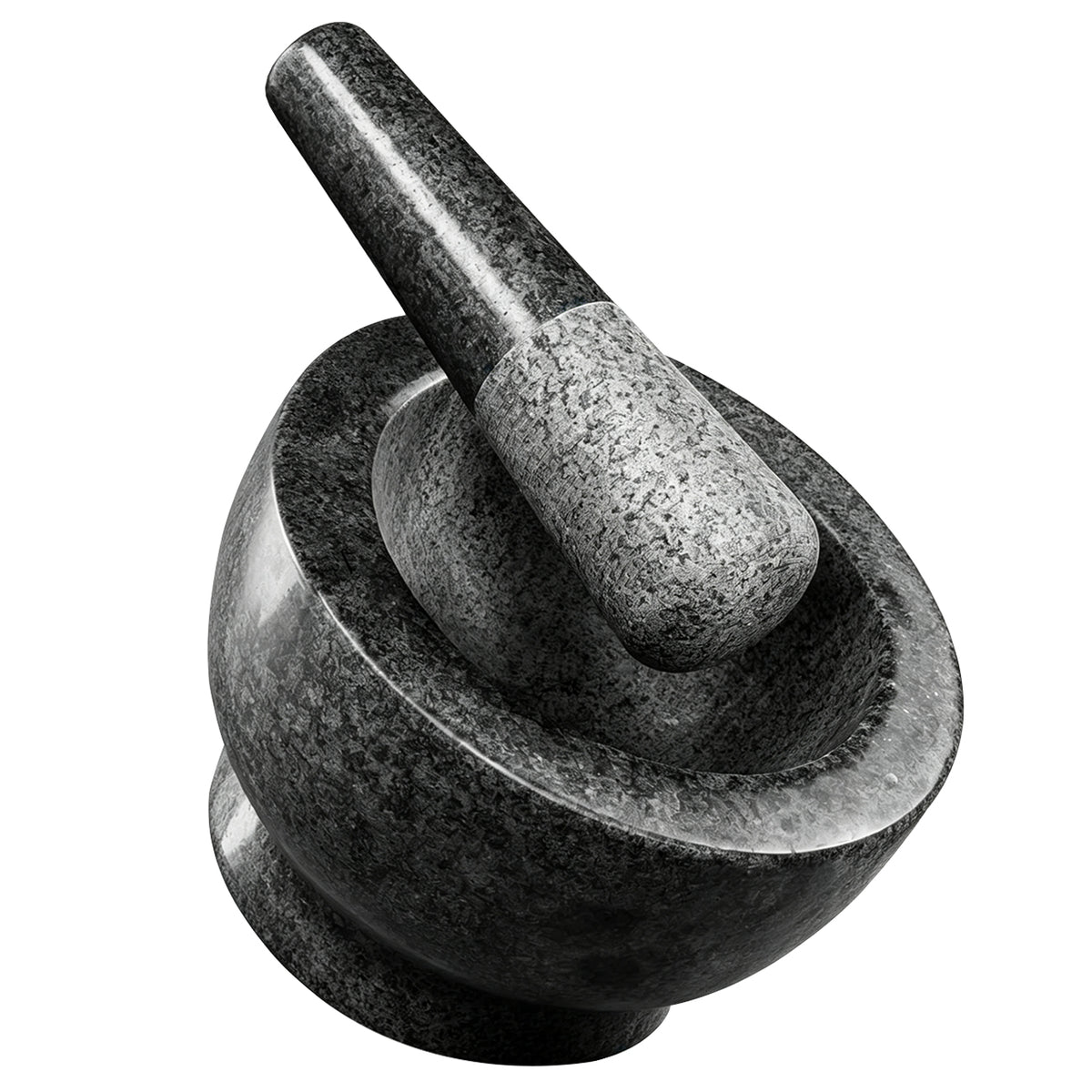 Granite Mortar and Pestle Set, 480ml Heavy Duty Stone Grinder Bowl, Dark Grey