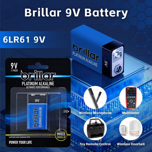 2 Pcs Brillar 9V Platinum Alkaline Battery