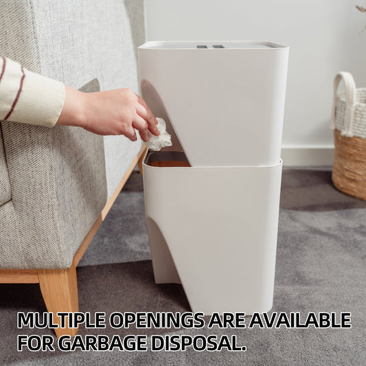 2 Pcs 12L+18L Stackable Plastic Kitchen Trash Bin Household Classification Storage Box