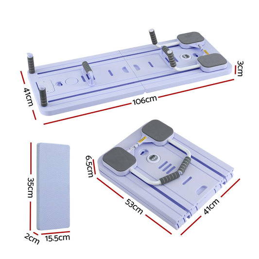 Everfit Pilates Board Foldable Reformer Multi Functional Exercise Trainer Purple