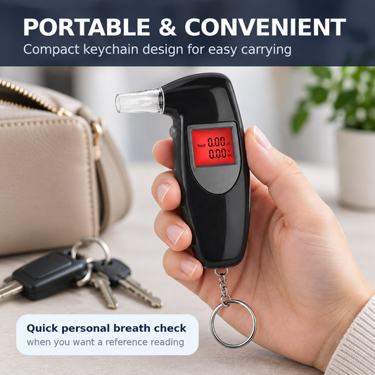 Digital Breath Alcohol Tester with LCD Display, Keychain & 4 Mouthpieces (118 × 70 × 28 mm) — 2