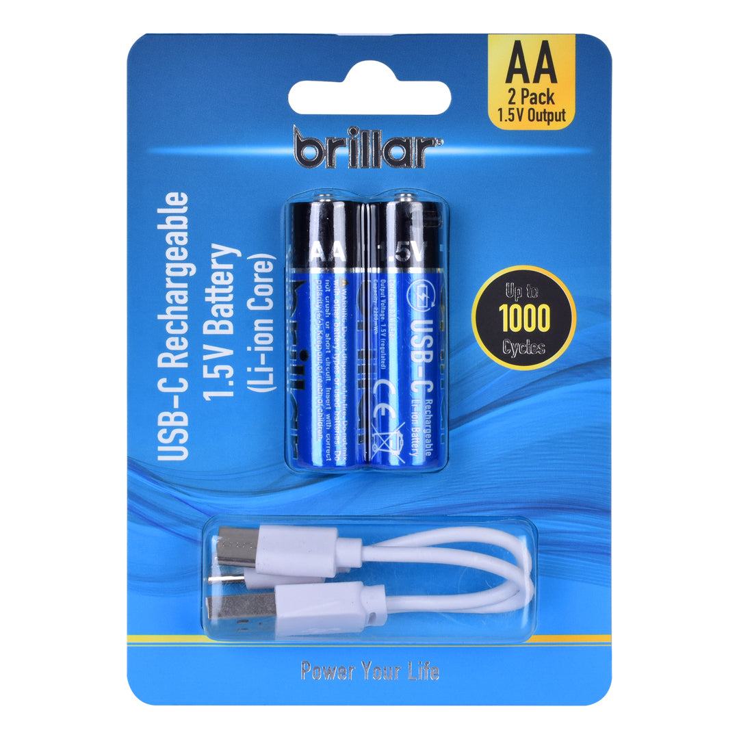 2 PCS AA USB Rechargeable LI-ION Battery