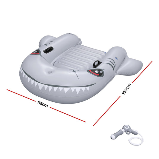 Mershine Shark Ride-On Pool Float Toy Floaties for Kids 45kg Capacity Grey