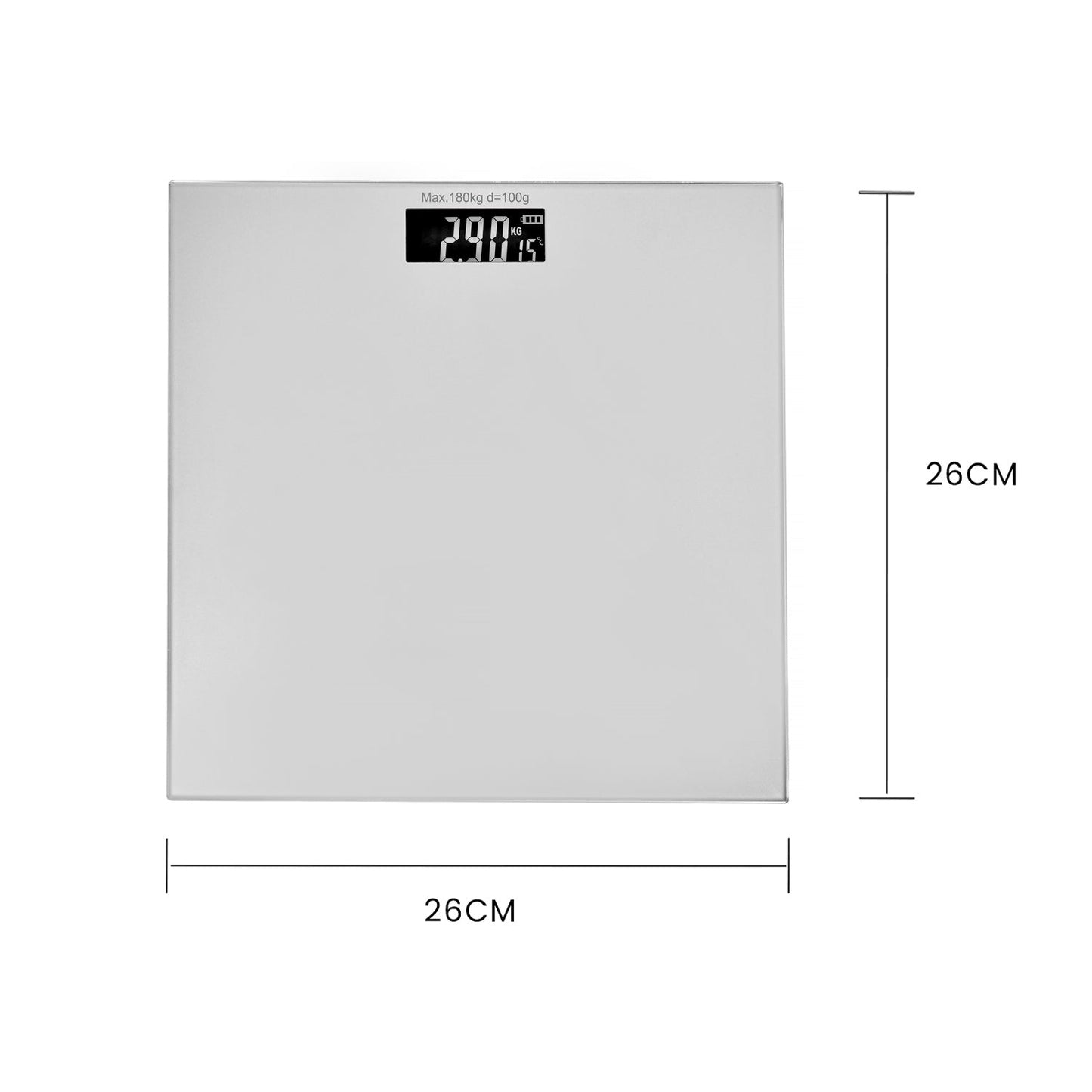 Clevinger Silver Digital Glass Bathroom Scale – 180kg Max Capacity