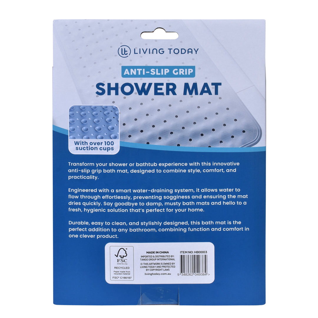 2 Pcs 70×40 cm Anti‑Slip Grip Shower Mat Quick‑Dry Bath Mat with 100+ Suction Cups