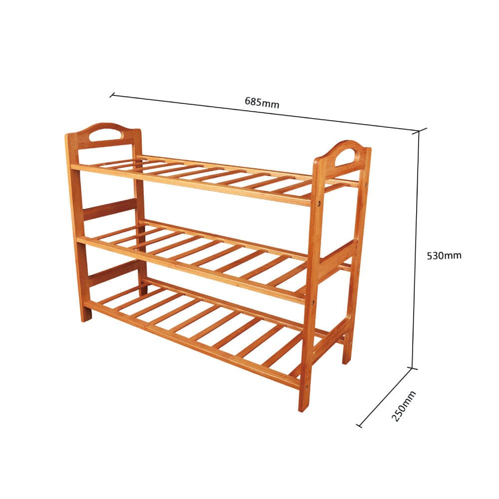 Bamboo 3 Tiers Layers Storage Shoe Rack & Organiser