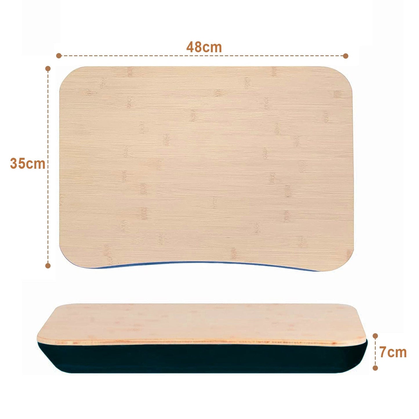 2 Pcs Portable Bamboo Lap Tray Workstation – Bamboo/Plywood Top, Soft Micro-Bead Base