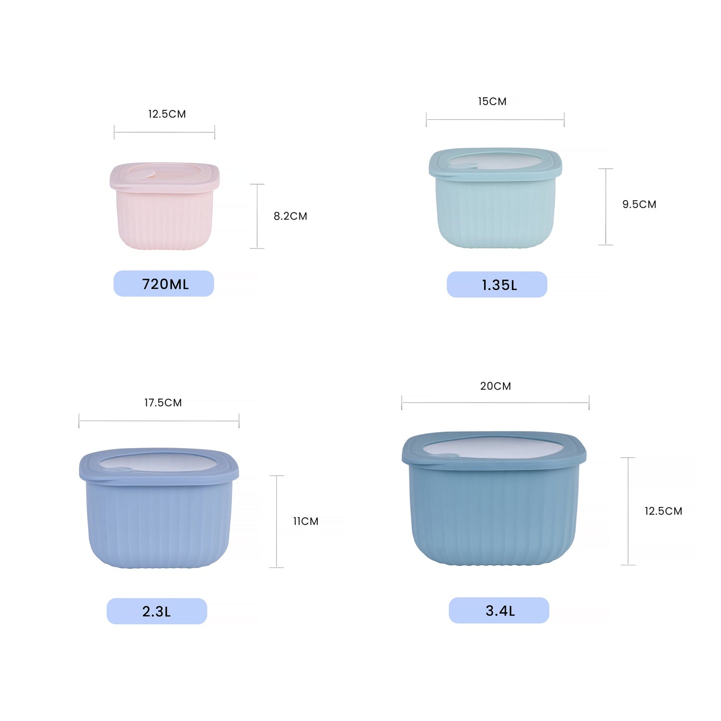 4 Pcs Cook Easy Square Nested Food Storage Set