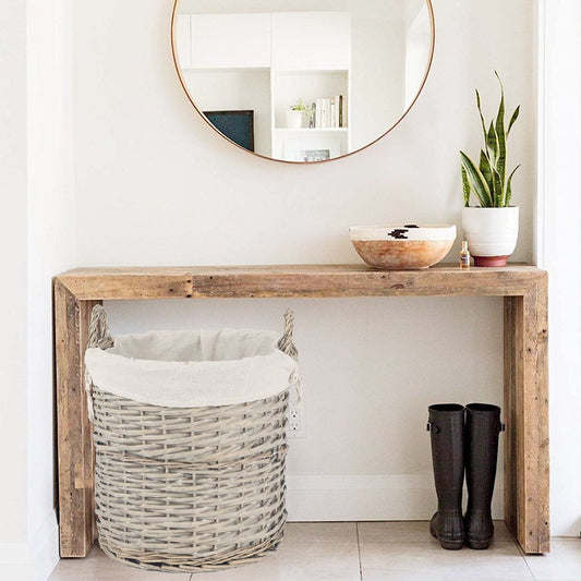 4 Pcs Wicker Storage Baskets With Liner Set