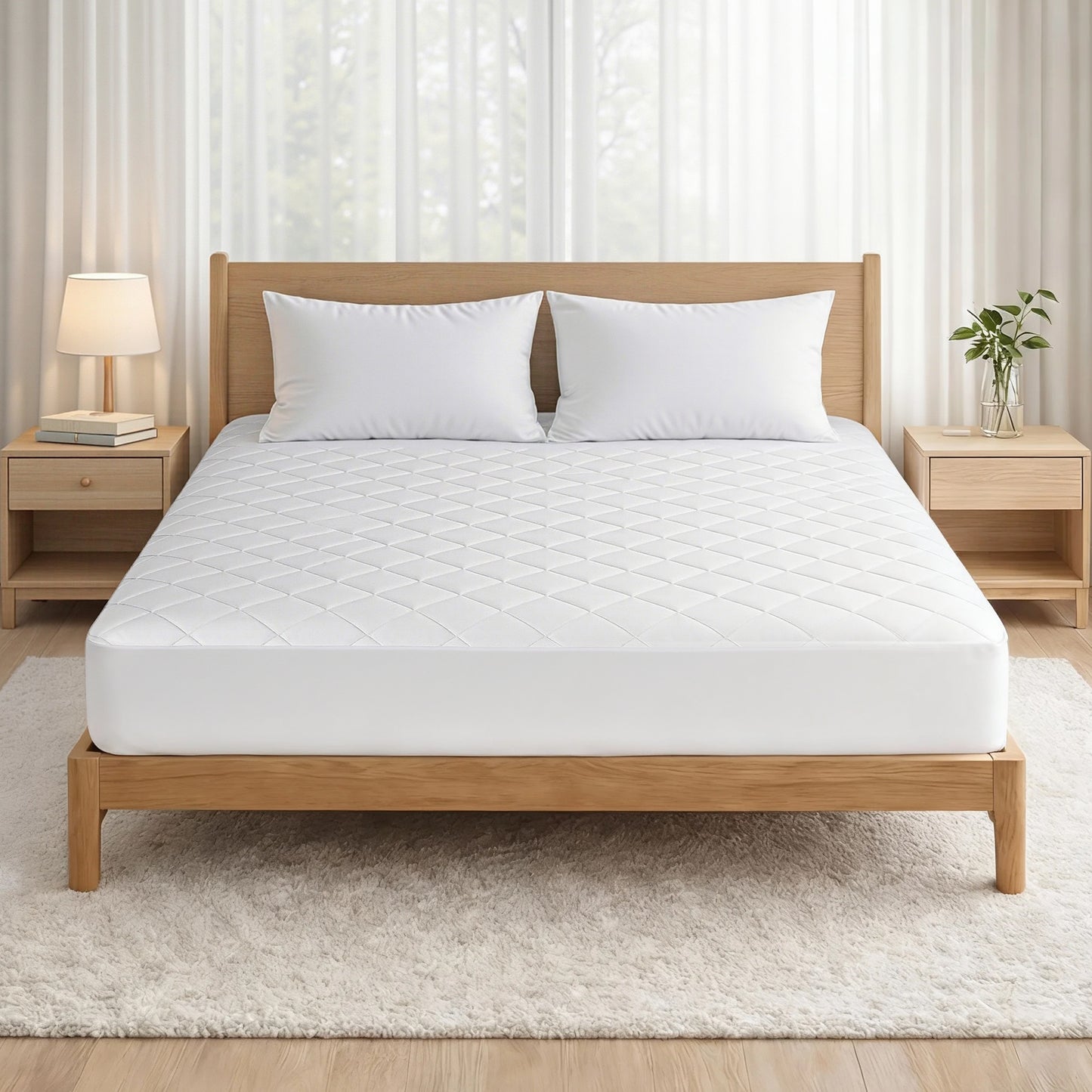 Giselle Waterproof Mattress Protector 100% Cotton Quilted Fitted Cover King