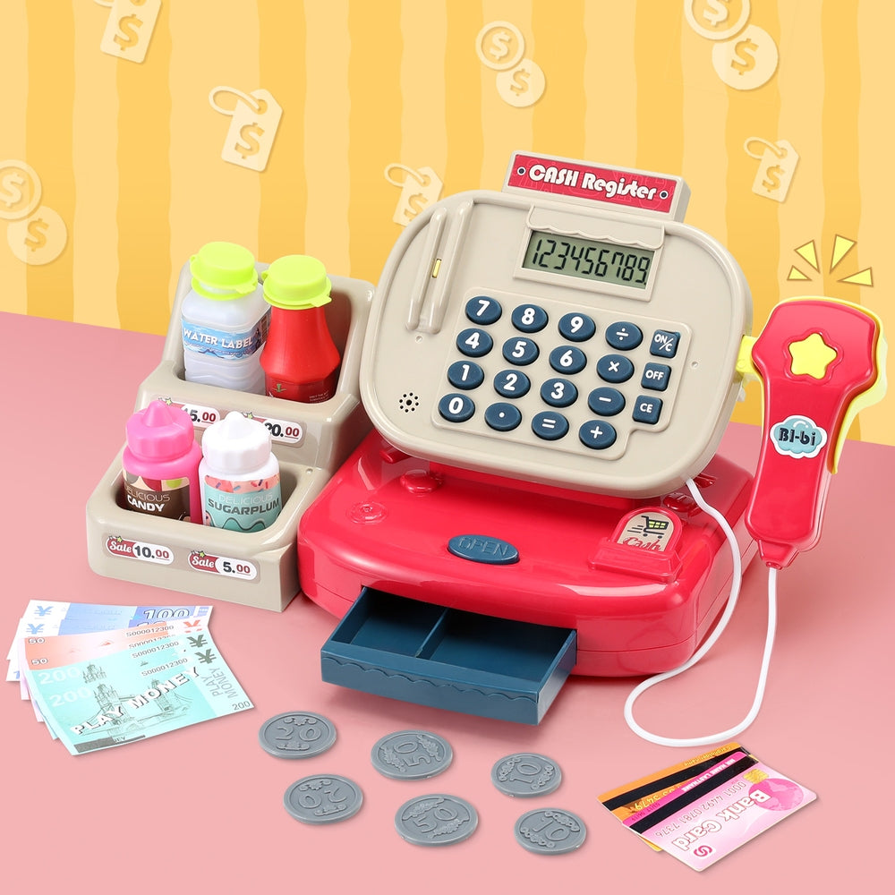 Cash Register Calculator Pretend Play Shops Money Checkout Toys Set