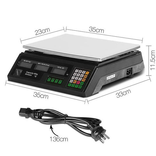 40kg Digital Platform Scale with LCD Display–Black