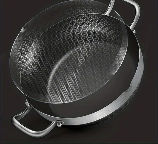 30cm Stainless Steel Non-Stick Frying Pan with Glass Lid Silver