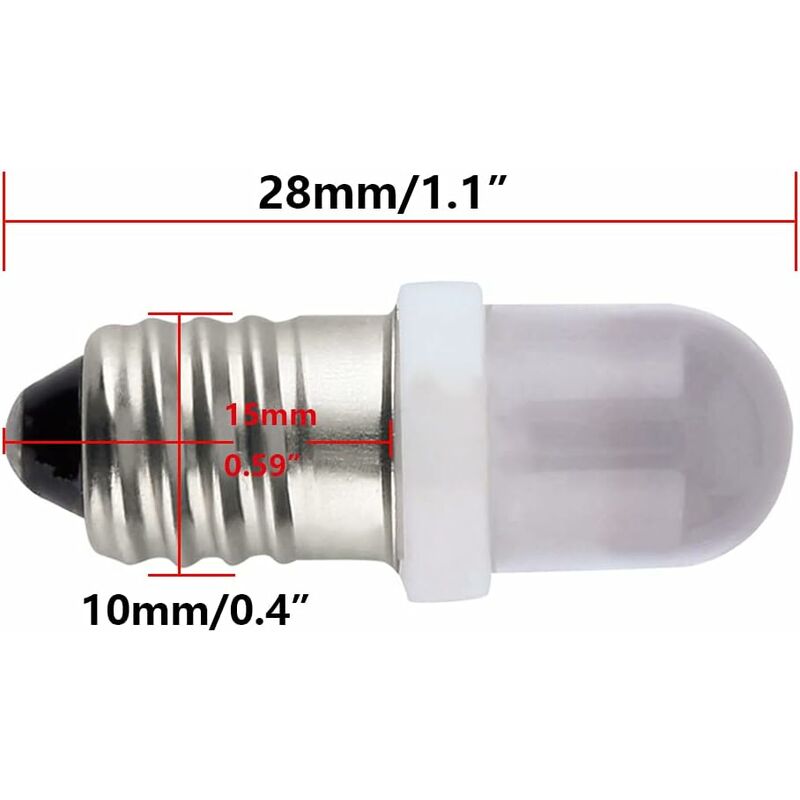 Ersandy 10 pcs E10 12V Spot LED Bulb Lamps Warm White