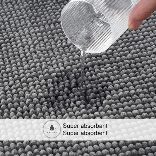 Non-Slip Chenille Bath Mat Super Absorbent And Machine Washableable For Bathroom, Shower, Bathtub Or As A Toilet Mat