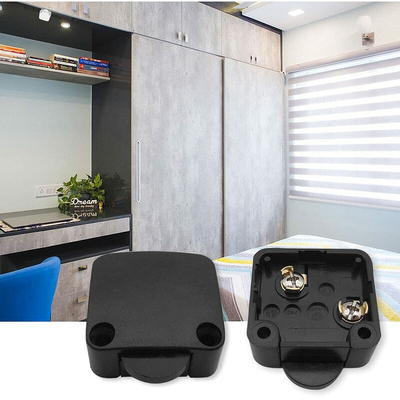 2 pcs Cabinet Door Switches Automatic Switch 1A 250V Closet Lamp Switches (Black)