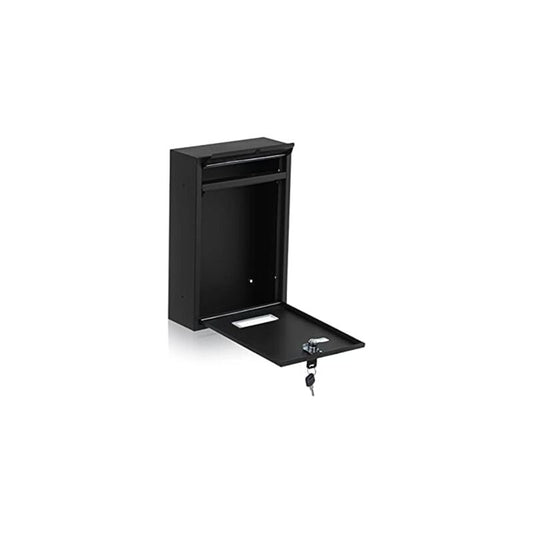 Galvanized Steel Mailbox With Key And Name Plate (Black)