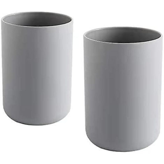 2 pcs Toothbrush Cups, Bathroom Toothbrush Holder, Mug, Plastic Cup 300Ml (Grey & Grey)