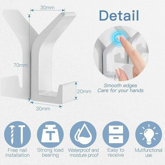 Self Adhesive Hooks Aluminum Wall Hook Waterproof Bathroom Towel And RObe Hooks For Kitchen Bathroom Closets 5 pcs