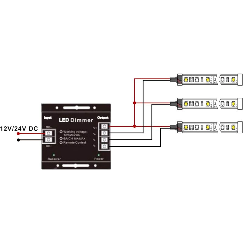 12V Wireless LED Touch LED Dimmer Switch - 12V Dc With Remote Control For All Dc Dimmable LED Lamps - 18A Wireless