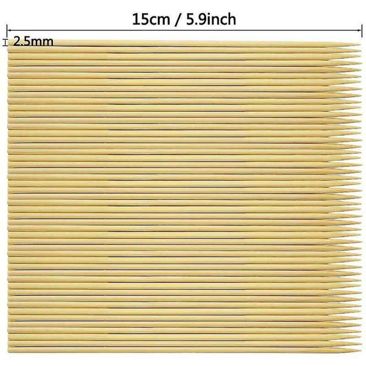 400 Wooden Bamboo Skewers Sticks For Bbq Fruit Chocolate Fondue Fountain 15Cm