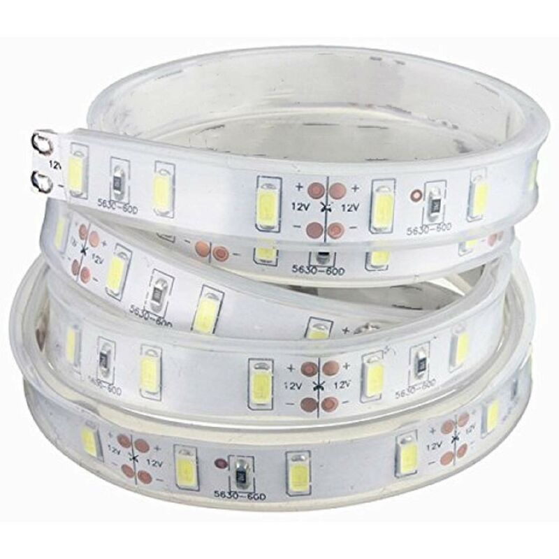 5M 5630 Smd LED Silicone Strip Light Cool White Waterproof 12V