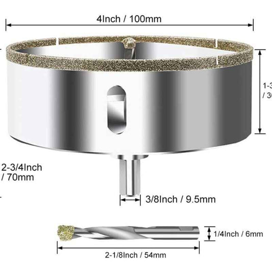 Diamond Hole Saw 100mm with Centering Drill Tile Cutter