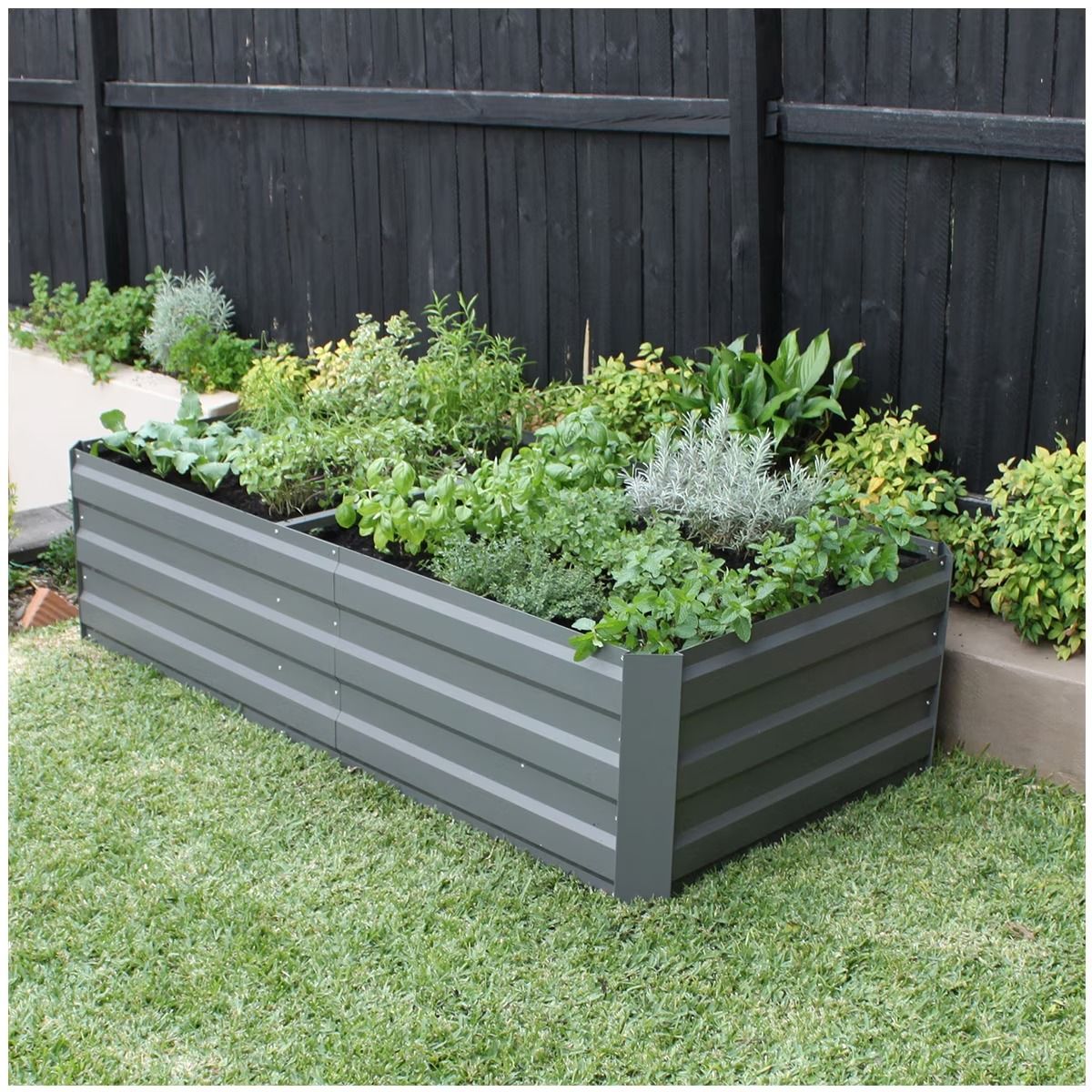 Mershine Large Metal Garden Bed 180×90×45cm Slate Grey | Heavy Duty Raised Planter Box for Outdoor Garden/Patio/Vegetable/Flower | Weather Resistant