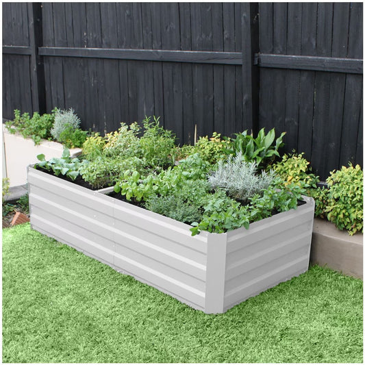 Mershine Large Metal Garden Bed 180×90×45cm White | Heavy Duty Raised Planter Box Outdoor Weather Resistant for Vegetable Flower Herb