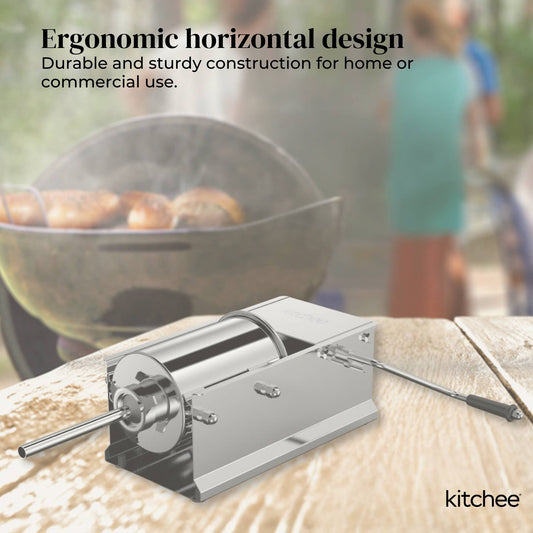 7L Manual Horizontal Sausage Filler - Stainless Stuffer Meat Press Machine