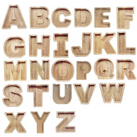 Wooden Piggy Bank Funny Letter or Guitar Coin Saving Money Box A–Z Gift Idea - A