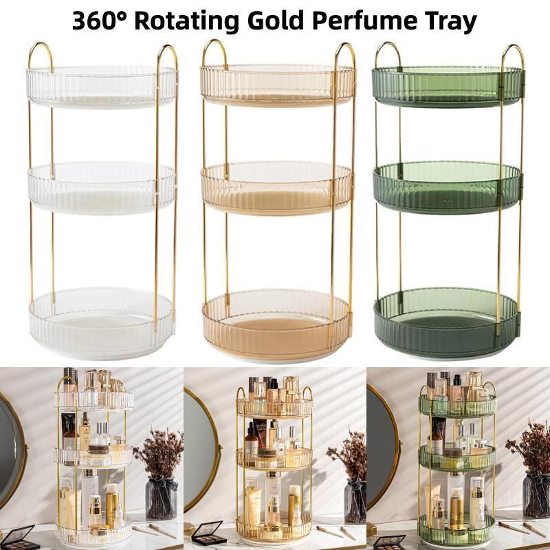 Rotating Cosmetic Organiser Home Storage Shelf Box for Makeup and Beauty Product - Green