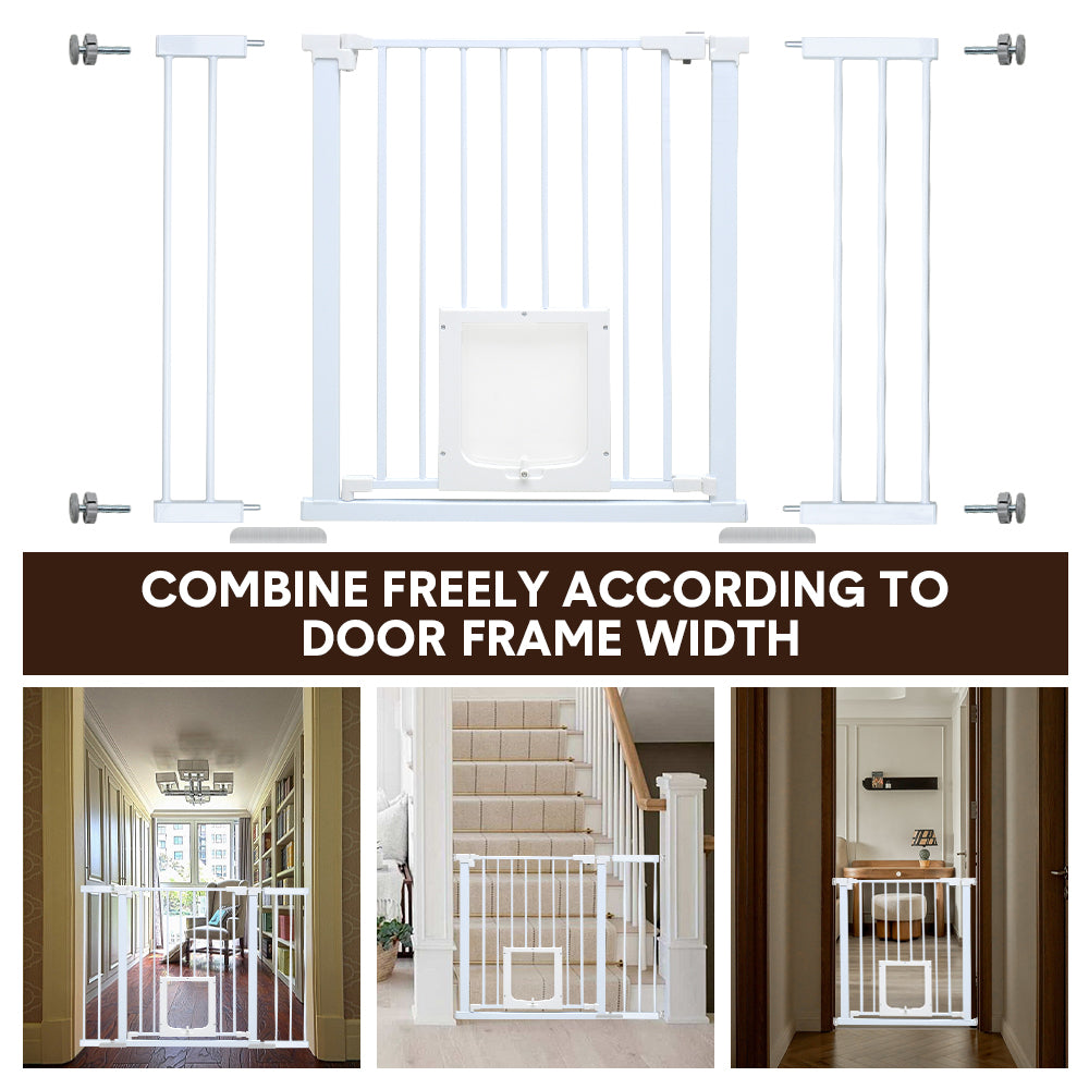 Mershine 76cm Tall Baby Pet Security Gate Safety Adjustable Width with Cat Door for House Doorways Stairs Guard Extension Part Width 12cm/24cm Wall Mount