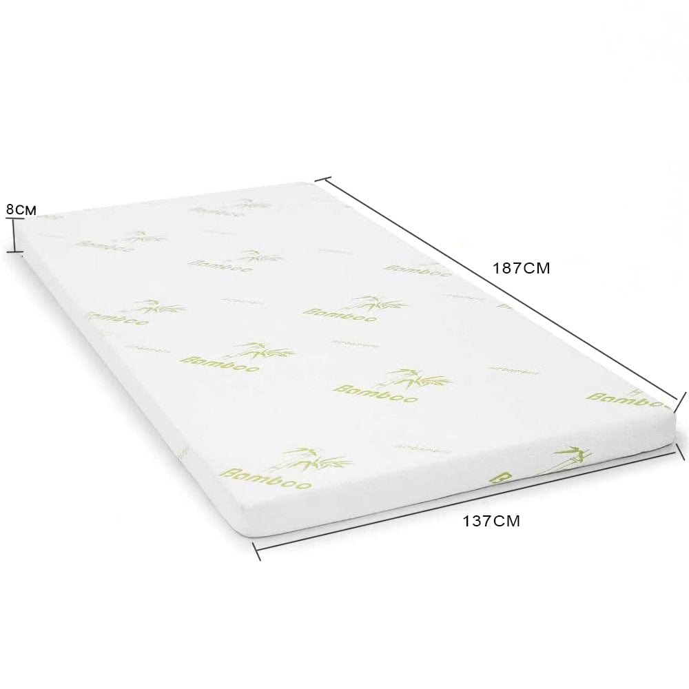 8cm Memory Foam Mattress Topper with Bamboo Cover - Double
