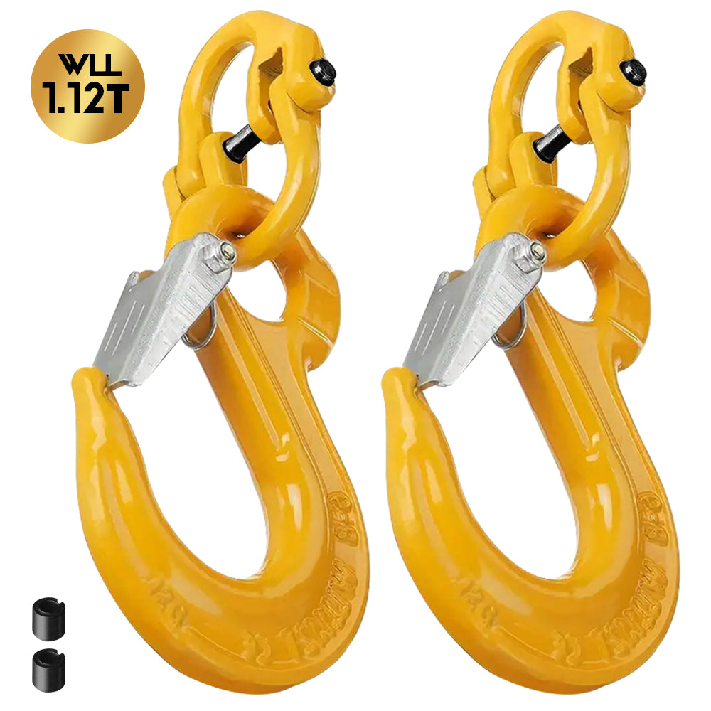 2 Pack Heavy Duty Sling Hooks with Hammerlock 1.12T - Caravan Trailer Safety Chain