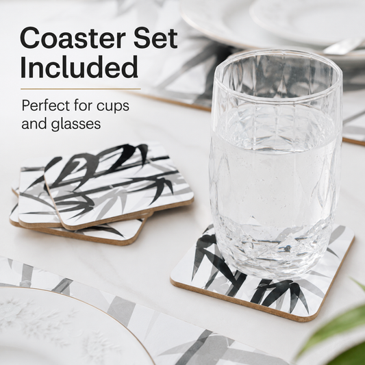 8pc Bamboo MDF Placemat Coaster Set Heat Resistant Table Protector 34x26.5cm — 2