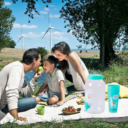 5 Pcs 3.8L Leakproof Beverage Dispenser with 4 Cups - Blue
