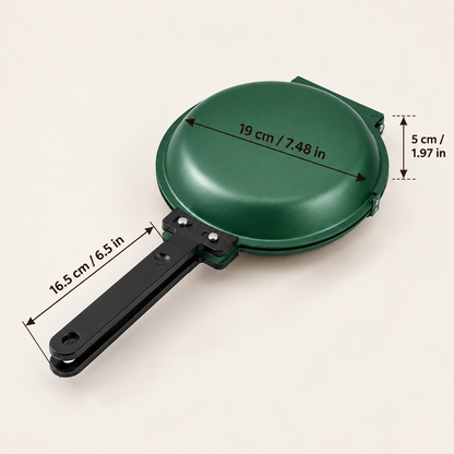 Double-Sided Non-Stick Frying Pan, 19cm Flip Pancake Pan with Heat-Resistant Handle for Eggs, Pancakes & Toast, Gas Electric & Ceramic Stoves