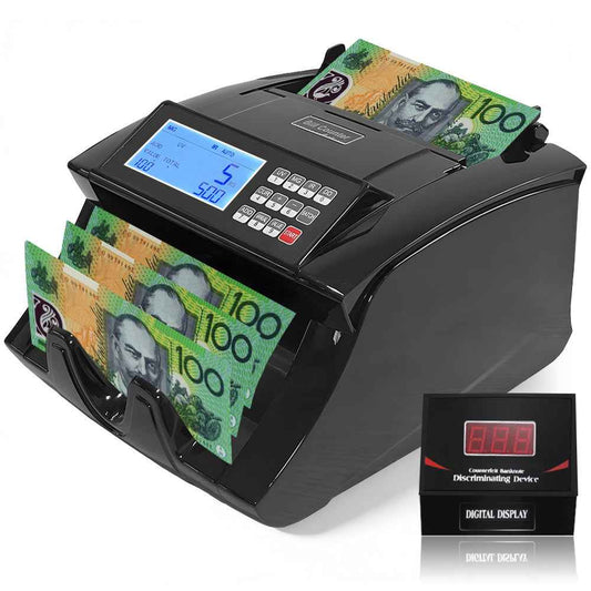 Automatic Money Counter Machine for AUD, High Speed Bill Counter with UV/MG/IR Detection, Auto Summation, Digital Display Banknote Counting Machine