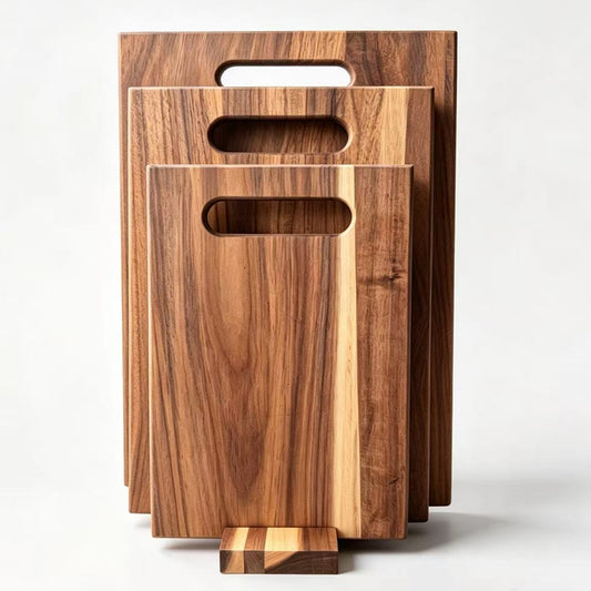 3PCS Acacia Wood Cutting Board Set with Storage Stand