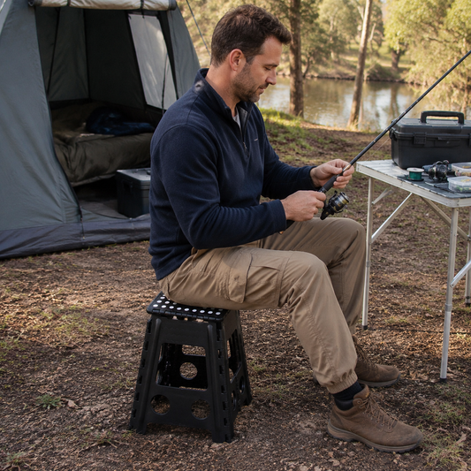 Portable Folding Stool with Carry Handle (39x29x22cm)