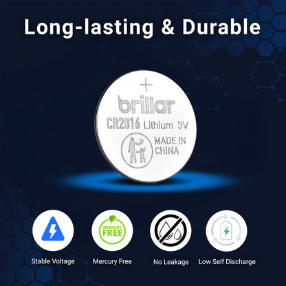 2 Pcs Brillar CR2016 Lithium Button Cell